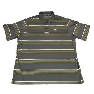 Nike Golf Mens Size 2XL Gray Stripe Dri Fit Polo Shirt‎ Short Sleeve Performance